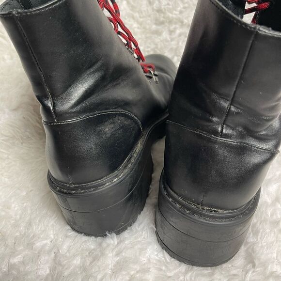 Skechers Combat Boots Black faux leather Memory Foam chunky heels SZ11 - Picture 5 of 11